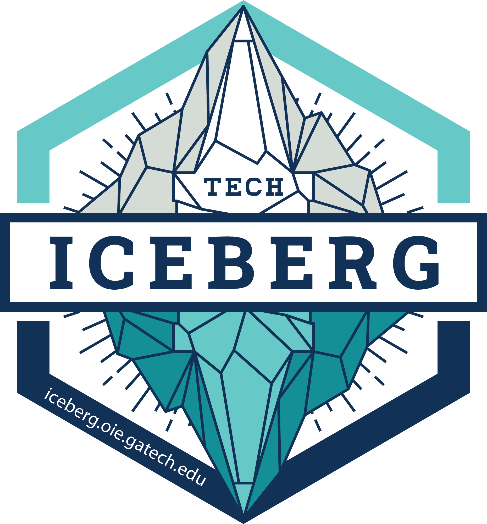 A stylized iceberg graphic with the word Iceberg written across the middle.